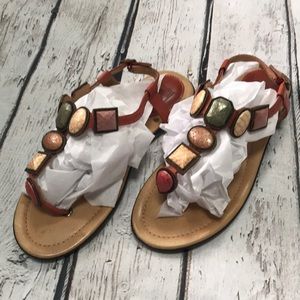 Frye Dani Jeweled Leather Thong Sandal